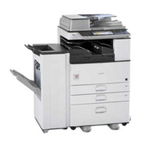 Office multifunction printer copier on white background.